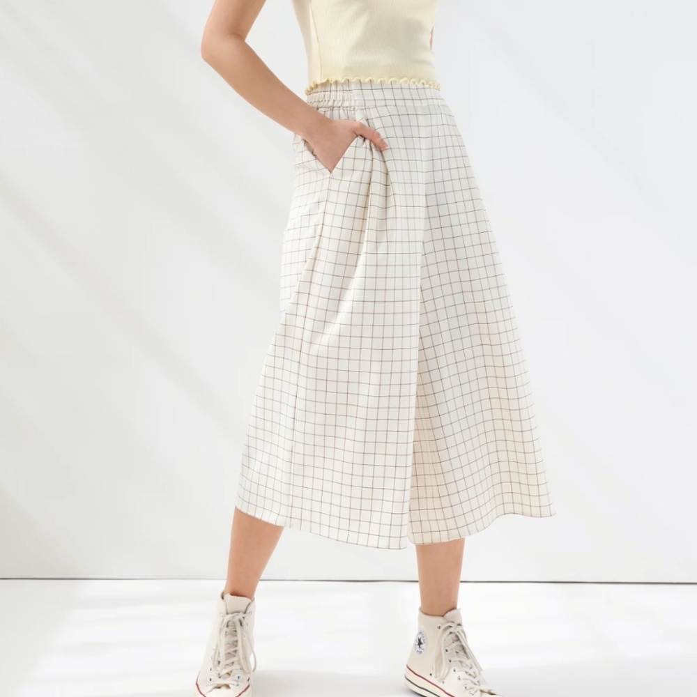 Aritzia Sunday Best Sullivan Checkered Wide Leg Pant in Amber Earth